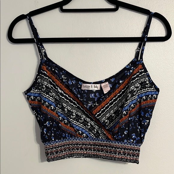 Lottie & Holly BOG Crop Tank Top Camisole Spaghetti Straps Boho V-Neck - Picture 1 of 5